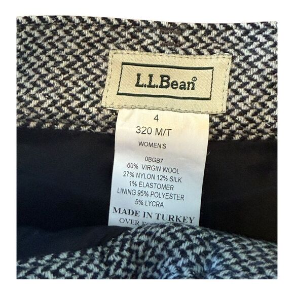 Vintage L.L. Bean Women’s 8 Virgin Wool Silk Trouser Pants Chevron Gray 0BGB7 - Picture 3 of 7
